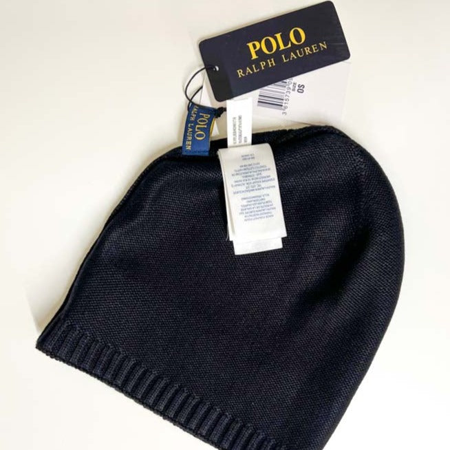 Ralph Lauren Unisex Beanie Black With Grey Pony