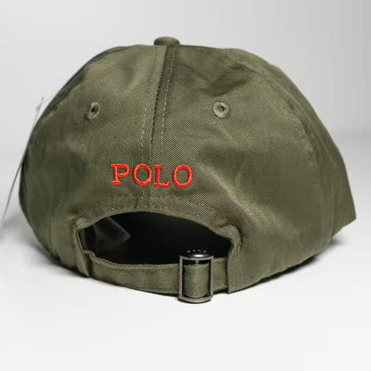 Ralph Lauren Unisex Olive With Red Pony Cap