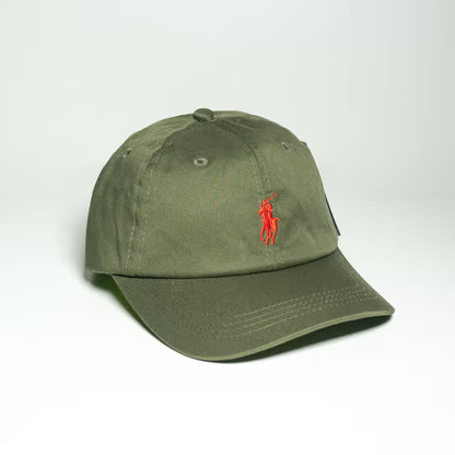 Ralph Lauren Unisex Olive With Red Pony Cap