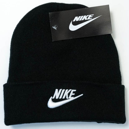 Nike Unisex Winter Beanie Hat Black Embroidered Logo