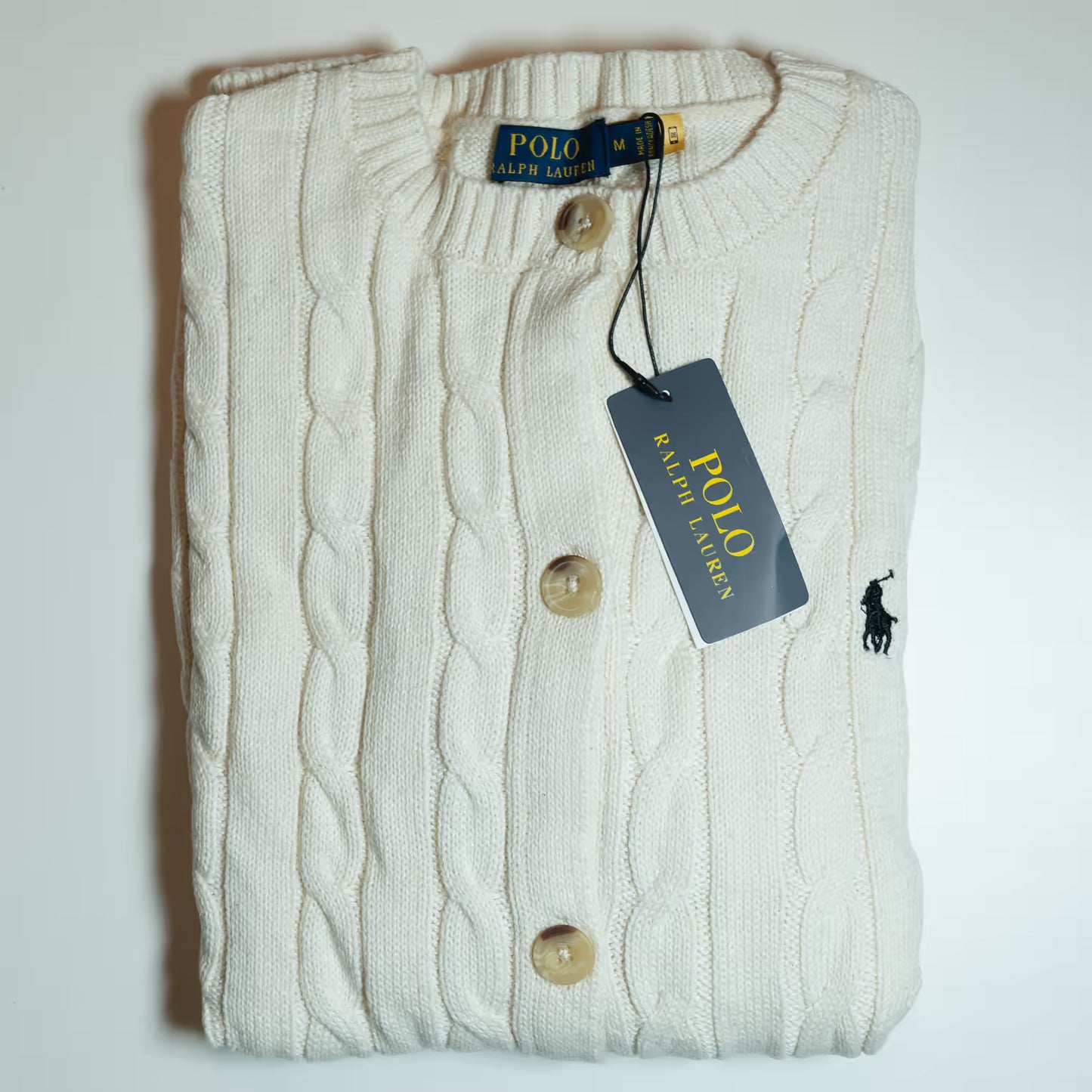Ralph Lauren Cable Cotton Women's Crewneck Cardigan