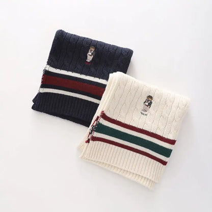Ralph Lauren Unisex Cable Knit Polo Bear Scarf