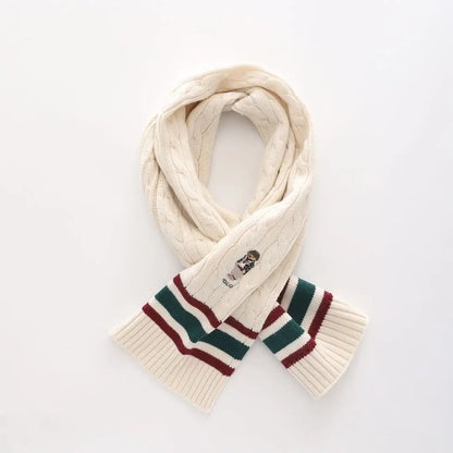 Ralph Lauren Unisex Cable Knit Polo Bear Scarf