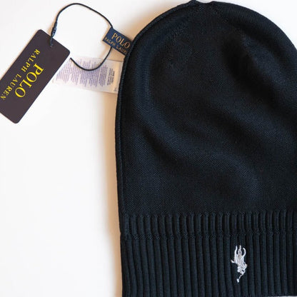 Ralph Lauren Unisex Black Beanie With Gold Pony