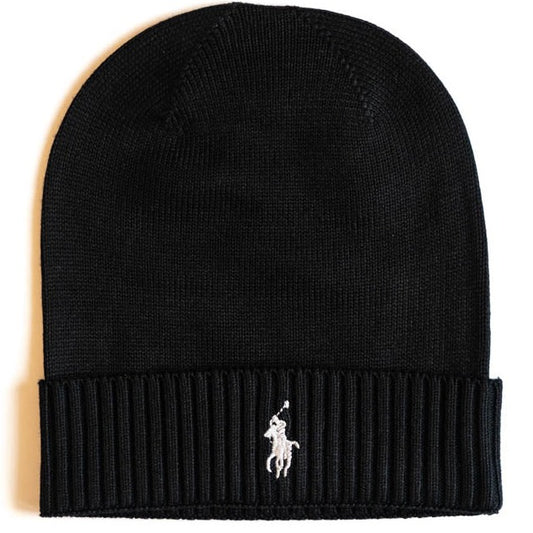 Ralph Lauren Unisex Beanie Black With Grey Pony