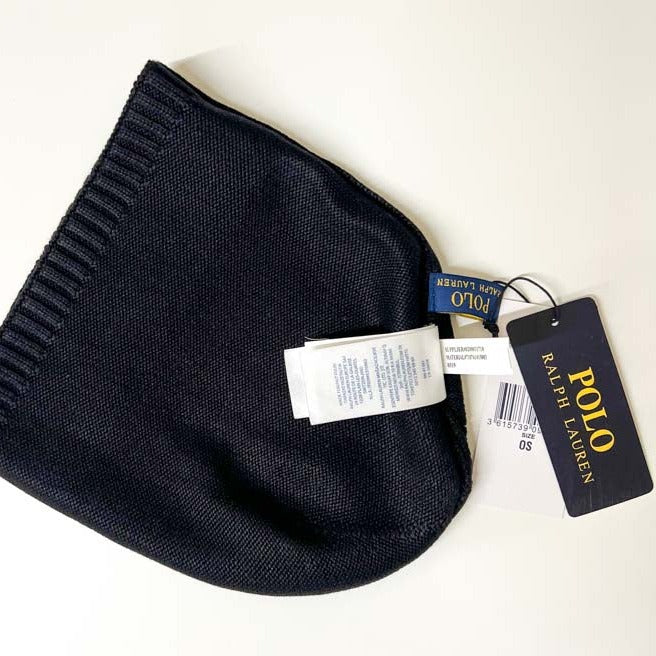 Ralph Lauren Unisex Black Beanie With Multi Colour Pony