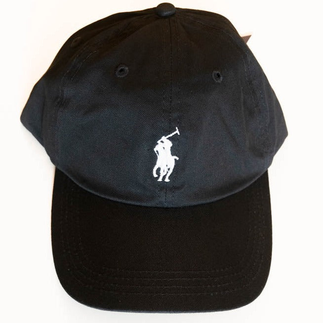 Ralph Lauren Unisex Cap In Black With White Pony