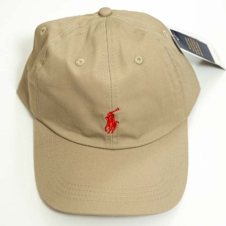 Ralph Lauren Unisex Beige Cap With Red Pony