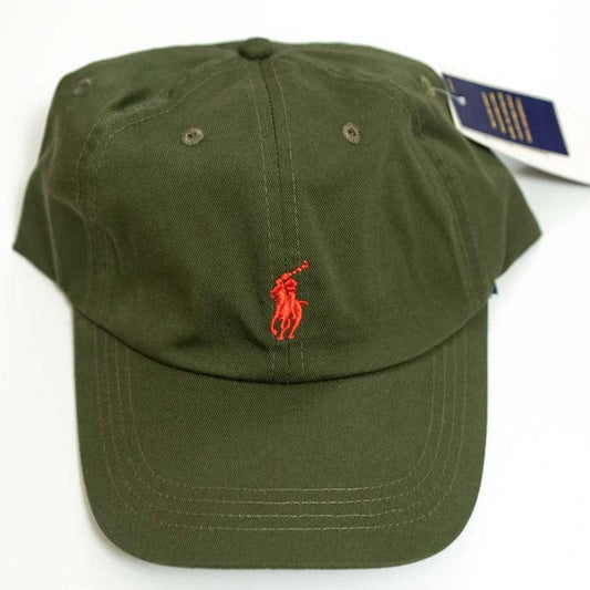 Ralph Lauren Unisex Olive With Red Pony Cap