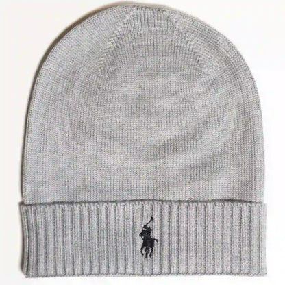 Ralph Lauren Unisex Gray Beanie With Black Pony