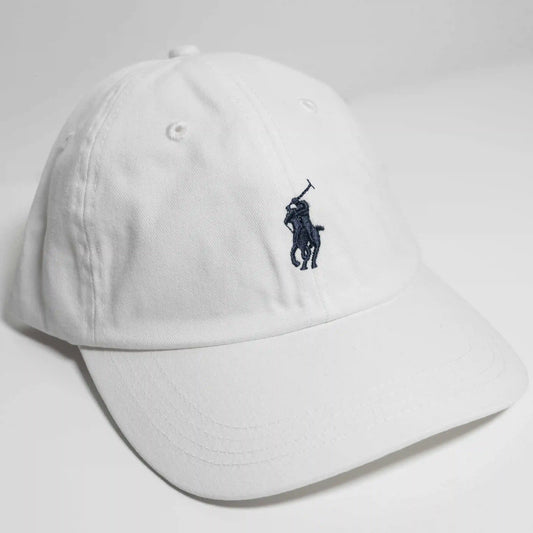 Ralph Lauren Unisex Baseball Cap In White Black Pony